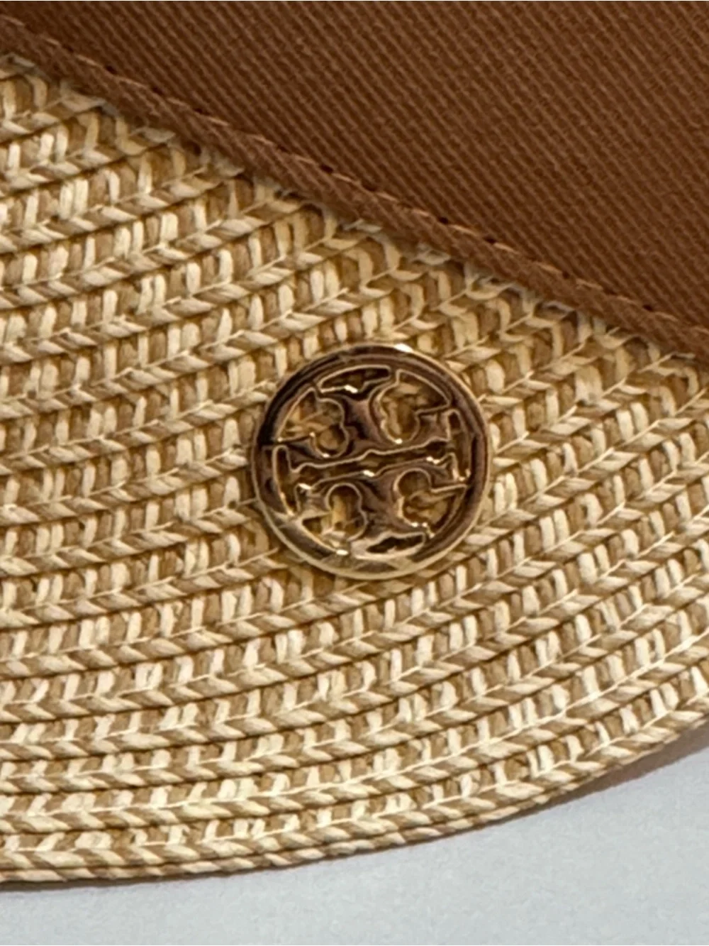 NEW✨NEW✨Tan-Brown Woven Straw Visor with Brown Tie Back- One Size 50+UPF